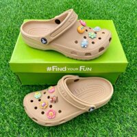 [Hàng nguyên A] Dép Crocs Classic Clog nam nữ màu nâu ánh vàng, dép đẹp giá rẻ lại còn tặng 10 charm