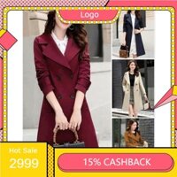 Hàng nhập - Áo khoác kaki lụa nữ cổ vest tay dài đính 4 nút, áo blazer Quảng Châu form dài sang trọng HÀNG ĐẸP GIÁ TỐT