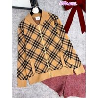 Hàng nhập - Áo khoác len nam nữ tay dài kẻ chéo caro, áo ấm Quảng Châu thu đông 2 túi hông