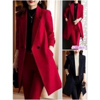 Hàng nhập - Áo khoác nữ kaki lụa mịn đẹp đứng form, áo blazer Quảng Châu cổ vest form dài