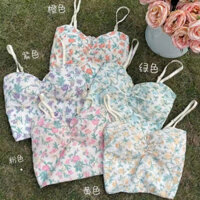 HÀNG NHẬP - ÁO KIỂU CROPTOP REN THÊU HOA 2 DÂY LƯNG BO CHUN SANG CHẢNH - A69113