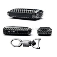 [Hàng nhập khẩu] Ốp bọc chìa khóa xe Mazda 3 2020 chất liệu hợp kim vân Carbon kèm móc đeo INOX