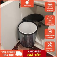 {Hàng Nhập Khẩu} Thùng Rác Thông Minh Tròn Gắn Cánh 9 Lít Bọc INOX 304 Tủ Bếp Chính Hãng - (Có Thợ Lắp Đặt