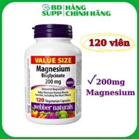 (HÀNG NHẬP KHẨU) Webber Naturals Magnesium Bisglycinate 200mg 120 Viên, Hỗ Trợ Giấc Ngủ & Sức Khỏe