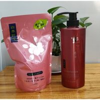 🎁Hàng nhật 🎁Bộ 2 sản phẩm dầu xả hoa trà nhật bản chai 600ml/túi 450ml