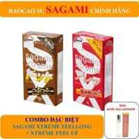 [HÀNG NHẬT CAO CẤP] Bộ đôi chân thật Bao cao su siêu mỏng Sagami Xtreme Super Thin + Siêu mỏng Sagami love me Orange