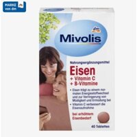 [Hàng nội địa Đức] - [Mivolis] Viên Uống Bổ Sung Sắt - Mivolis Eisen + Vitamin C + B-Vitamine (40 viên)