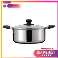[HÀNG NỘI ĐỊA NHẬT] Nồi Nấu Inox Đáy 3 Lớp Kèm Nắp D22cm H-7771