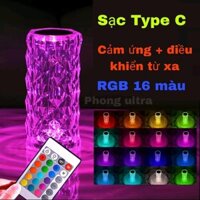 (Hàng nội địa trung) Đèn ngủ cảm ứng pha lê 16 màu thay đổi linh hoạt + remote + cáp sạc  đùng làm đèn ngủ đèn decor