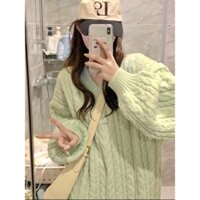 (Hàng order) Áo len màu xanh lá mùa thu đông phong cách Nhật Bản cổ chữ V bigsize