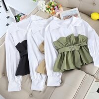 [Hàng order] Áo sơ mi cách tân áo peplum eo cao tôn dáng A307