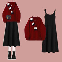 [Hàng Order] Bộ đồ Áo len dệt kim cao cấp + Đầm thời trang phong cách thời trang Hàn Quốc