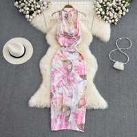 [Hàng order] Đầm cổ yếm đi biển đi dạo sang chảnh, váy ôm sang chảnh