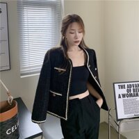[Hàng order] [Video quay cận chất] Áo khoác nữ dạ tweed ngắn màu đen