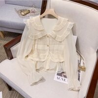 🌸Hàng Order🌸Sét Váy Đầm Bigsize Áo Sơ Mi Voan Phối Ren Cổ Bèo Tiểu Thư Nữ Tính🌸Hàng Quảng Châu
