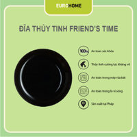 [Hàng Pháp] Đĩa (dĩa) thủy tinh sâu lòng Luminarc Friend's Time màu đen 17cm P6365, thủy tinh cường lực, dùng lò vi sóng