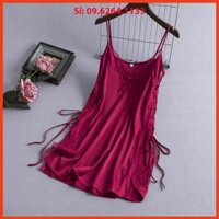 [HÀNG QC CAO CẤP] Váy ngủ lụa sexy đẹp gợi cảm 2 dây giá rẻ đan hông hai bên nhiều màu Giá rẻ nhất