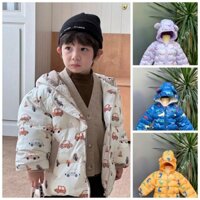 [HÀNG QCCC] Áo khoác phao siêu ấm kéo khóa có mũ tai gấu cho bé