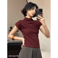 [Hàng QCCC] Áo Thun Cotton Dẻo Cổ Lọ Tay Hến Quảng Châu Phong Cách Tiểu Thư Sang Trọng Hàn Quốc.