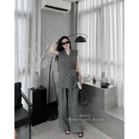 [HÀNG QCL1] Set vest nữ tổng tài hàng Bansu màu ghi mài