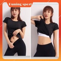 [HÀNG QUẢNG CHÂU] Áo thun body tập yoga Runing Sport AC001 áo phối lưới năng động,  cá tính, mềm mại Hoashop66