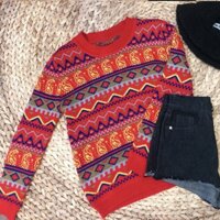 [HÀNG QUẢNG CHÂU CAO CẤP] Áo len họa tiết thổ cẩm