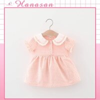[Hàng Quảng Châu] [Có sẵn] Đầm xòe caro cổ thêu hình thỏ cho bé gái 0-3 tuổi, đầm váy cho bé gái.