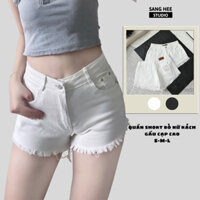 (HÀNG QUẢNG CHÂU) Quần Short Jeans Nữ Cạp Cao Rách Gấu, Quần đùi Jeans Nữ Cá Tính Dễ Phối Đồ SANGHEE