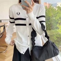 [Hàng Quảng Châu]SP529 Áo len cardigan sọc ngang logo Giống ảnh 100%