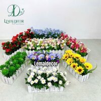 Hàng Rào Hoa Giả Cắm Sẵn dài 1m, Chậu Hoa Giả trang trí ban công, decor nhà cửa, văn phòng