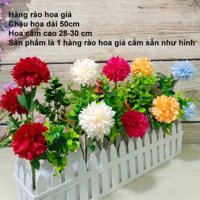 Hàng rào hoa hồng trà, mẫu đơn,dâm bụt...,hoa lụa cắm sẵn trang trí VI167 (chậu nhựa 50cm, hoa lụa)