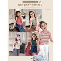 [Hàng sẵn] Áo ba lỗ, áo thun ba lỗ kẻ sọc cho bé gái, hàng nhà AMBBkids. Chuẩn hàng QCCC 100%