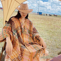 [HÀNG SẴN] ÁO CHOÀNG LEN Bohemian thổ cẩm thời trang nữ du lịch tân cương Trung Quốc , Hà Giang Đi Phượt