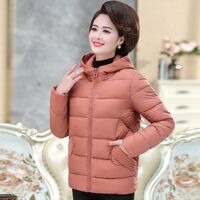 HÀNG SẴN Áo Khoác Phao Nữ Dáng Ngắn Trung Niên Cho Mẹ AK134 - Hàng Quảng Châu Cao Cấp - XL53-58KG ,Đen