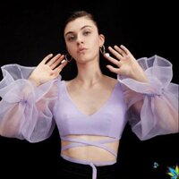 (Hàng Sẵn) Áo Tay Bồng Cột Dây Eo Tiểu Thư