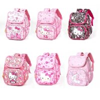 [Hàng sẵn] Balo học sinh hình Hello Kitty có khóa kéo lật chống thấm nước cho học sinh tiểu học dây đeo có đệm dày êm ái