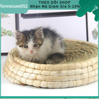 [Hàng Sẵn] Bàn cào và nằm ngủ bằng rơm cho mèo - Ổ Cào Móng Dệt Rơm Hình Tròn Cho Mèo【Tennessee052】