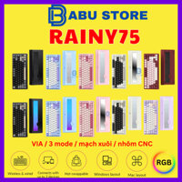 [Hàng Sẵn] Bàn phím cơ không dây Rainy75 | rainy 75 nhôm CNC, mạch xuôi, 3 modes, leg rgb , hostswap, keycap pbt