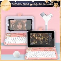 🌟Hàng Sẵn Bao Da Kèm Bàn Phím Có Dây Cho Điện Thoại Di Động/Máy Tính Bảng Android  Hoạt hình dễ thương PVC【Carbon070】