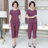HÀNG SẴN Bộ Đồ Mặc Nhà Cho Mẹ Mềm Mát AB23 - Hàng Quảng Châu Cao Cấp - 2XL55-62KG,Đen
