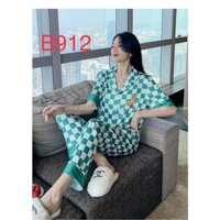 [Hàng Sẵn-] Bộ đồ ngủ pijama lụa QCCC, tay ngắn quần dài in hình đẹp,chất đẹp mềm mịn.b912