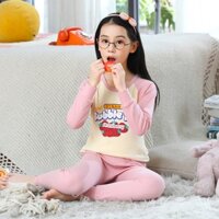 Hàng sẵn có 100-160CM Quần áo mùa thu Cotton nguyên chất cho trẻ em Quần dài Áo Cotton bé trai bé gái Quần lót đáy Bộ đồ ngủ hai mảnh