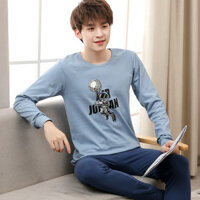 Hàng sẵn có 140-180CM Phong cách thu đông Trung bình Trẻ em lớn Hoạt hình Quần áo mùa thu Quần dài Bộ đồ ngủ Quần áo gia đình Thanh niên Bộ đồ lót Cotton nguyên chất