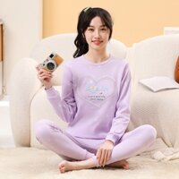 Hàng sẵn có 140-180CM Thu Đông Bé Trai Bé Gái Cotton Nguyên Chất Đáy Bộ Đồ Lót Thiếu Niên In Hoạt Hình Trong Nhà Loungewear Bộ Hai Mảnh