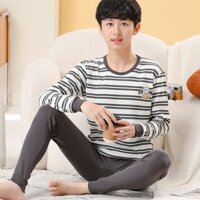 Hàng sẵn có 140-180CM Thu Đông Thanh Niên Bộ Đồ Lót Cotton Nguyên Chất Vừa Lớn Bé Trai Bé Gái Hoạt Hình Quần Áo Mùa Thu Quần Dài Quần Áo Gia Đình Hàng Sẵn Có Vận Chuyển Nhanh