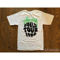 Hàng sẵn có 200GSM World Tour 1980 Cổ Điển In LOGO Áo Thun Cổ Tròn 100% Cotton Cao Cấp Cho Nam Nữ