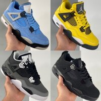 Hàng sẵn có Air Jordan 4 retro đại học giày bóng rổ màu xanh aj4 lightning fear pack black cat military Blue Men Giày thể thao ngoài trời size FY4P