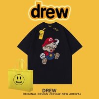 Hàng sẵn có American Tide Brand Joint Áo thun ngắn tay in hình Super Mary Nam và Nữ Retro dáng rộng Cặp đôi Cotton nguyên chất nửa tay