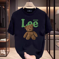 Hàng sẵn có Cặp đôi Top Unisex Áo thun ngắn tay cổ tròn hình gấu bông dễ thương in họa tiết dáng rộng 100% Cotton cao cấp