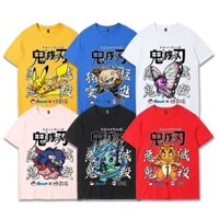 Hàng sẵn có Demon Slayer Pokémon Áo thun ngắn tay Pikachu Vợ tôi Zenitsu Lang Bướm Cặp đôi dũng cảm mặc nửa tay